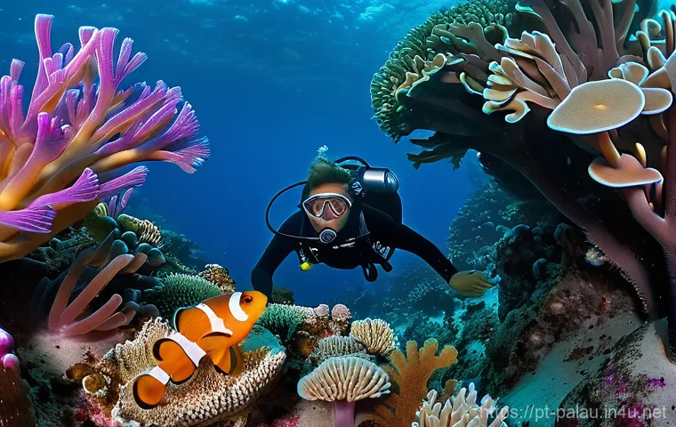 팔라우 블루코너 다이빙 - **"Diver's Awe at the Blue Corner Current"**
An underwater wide shot at the famous Blue Corner i... 팔라우 블루코너 다이빙 - **"Diver's Awe at the Blue Corner Current"**
An underwater wide shot at the famous Blue Corner i...
