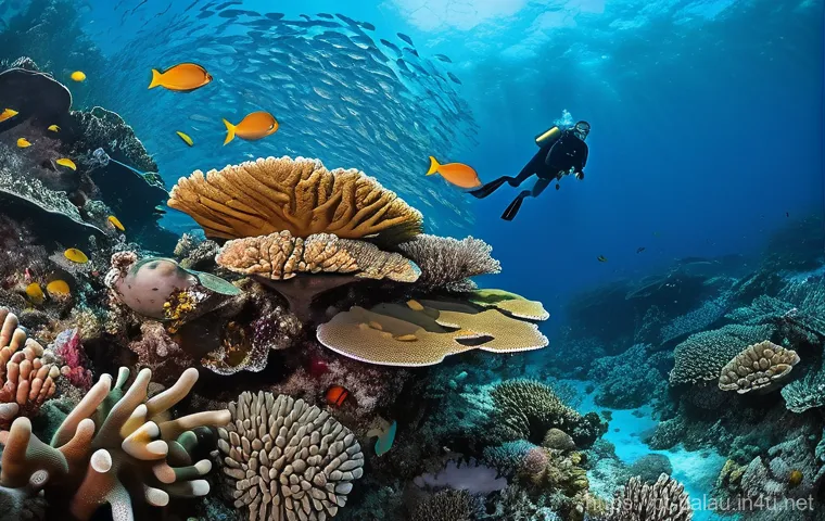 팔라우 해양 스포츠 트렌드 - **Vibrant Coral Gardens of Palau:** An underwater scene depicting a diverse and thriving coral reef ...