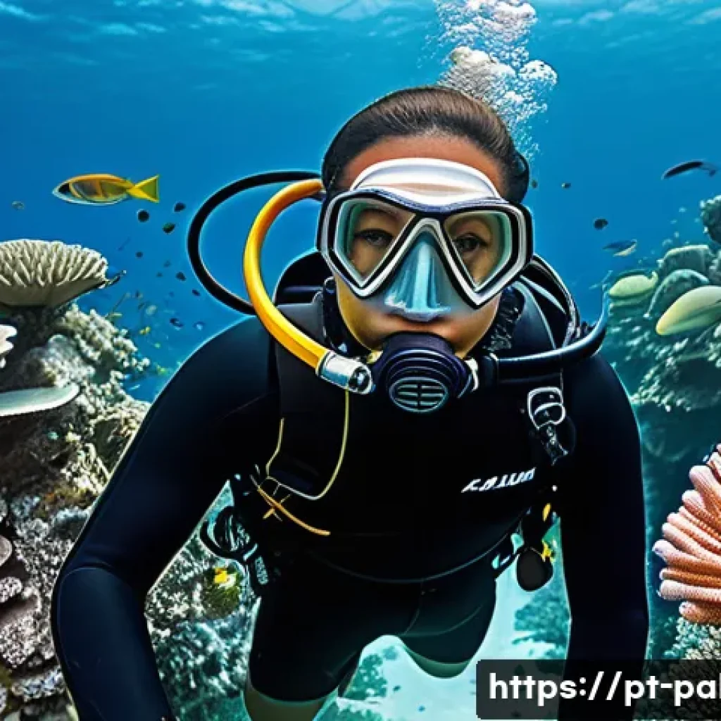 팔라우 스쿠버다이빙 라이센스 취득 - **"A serene underwater classroom in Palau. A diver, wearing a full, modest wetsuit and complete scub...