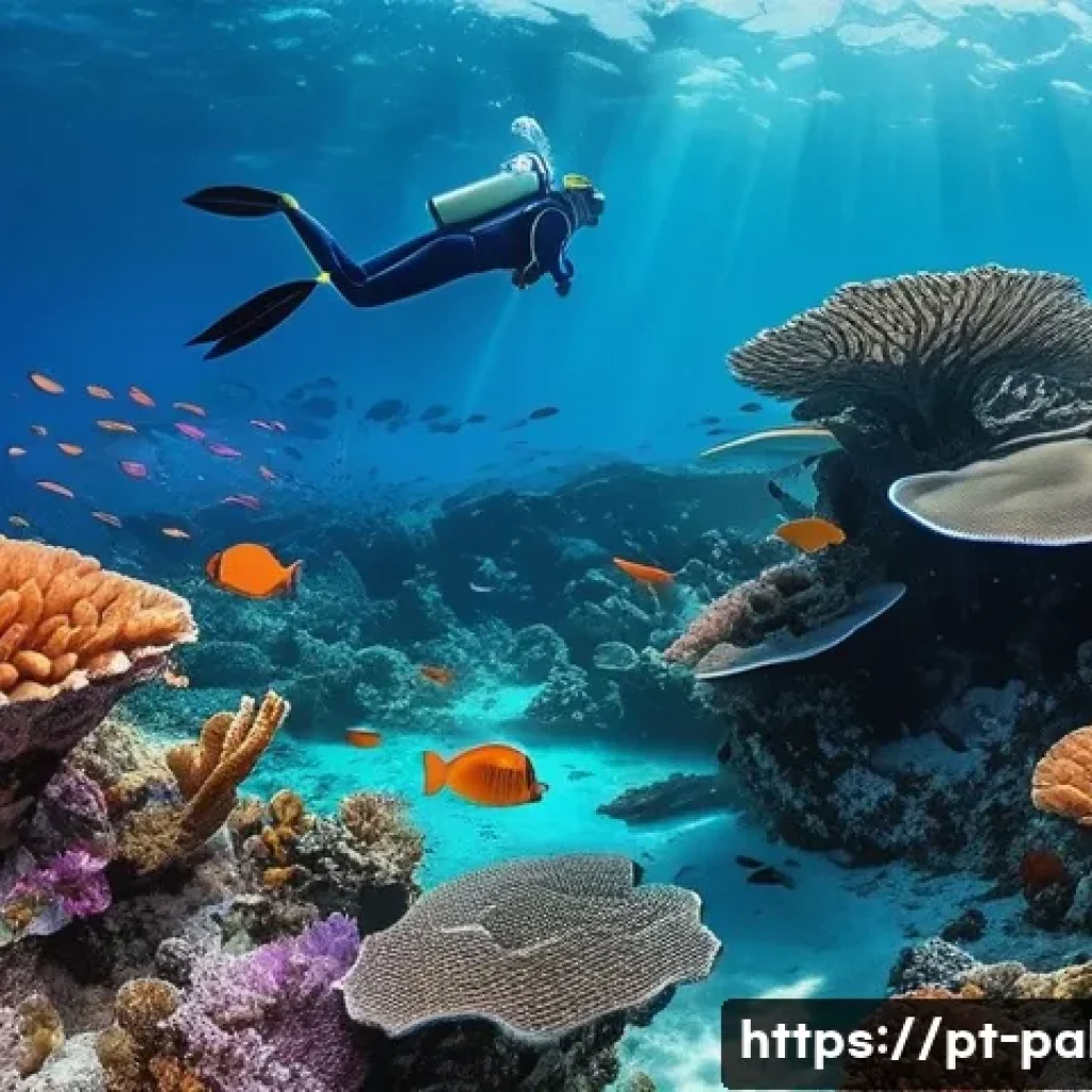 팔라우 여행 시 주의할 점 - **Prompt:** A serene underwater scene in Palau. A person, wearing a full-body swimsuit and snorkelin...