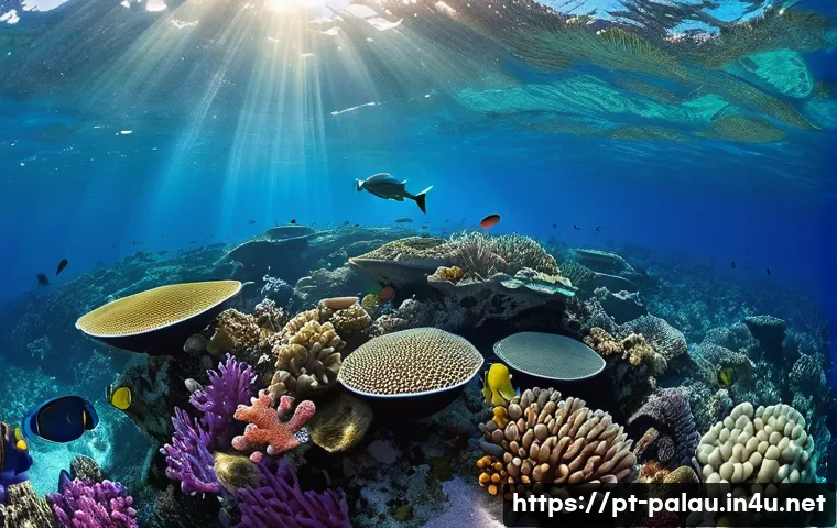 팔라우 가족 여행 추천 - **Vibrant Family Snorkeling in Palau's Reefs:**
"A family of four (parents and two children, app...