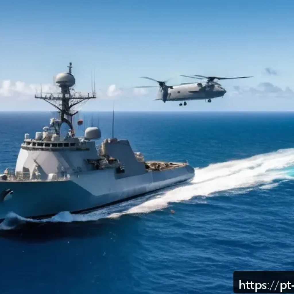 팔라우와 미국의 관계 - A panoramic view of a high-tech maritime surveillance operation in the South Pacific, featuring Pala...