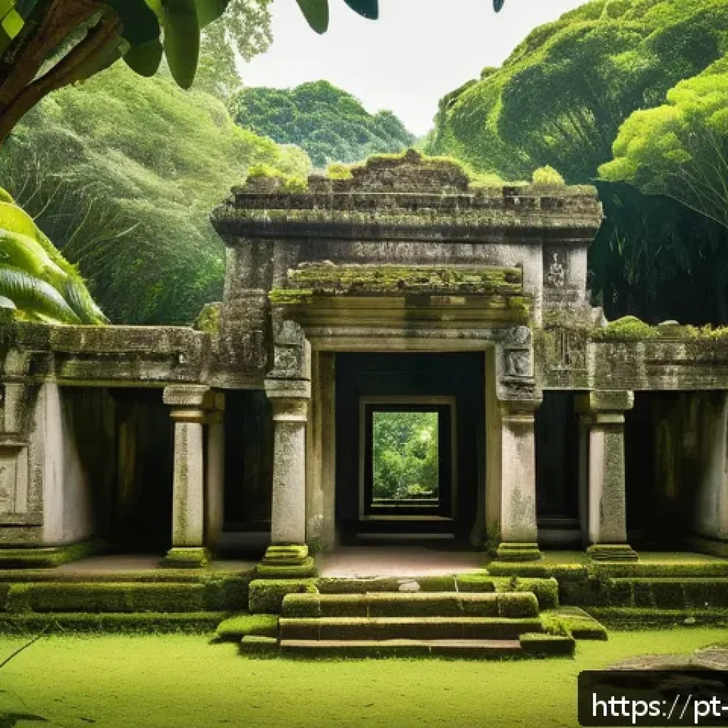 팔라우의 역사적 유적지 - Ancient stone ruins of Palau nestled in dense tropical vegetation, showcasing precisely fitted stone...